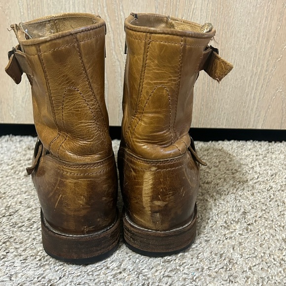 Frye Engineer Boots Leather Men\'s Size 8.5D Buckles Tan Moto Biker Preppy Boho main image 6